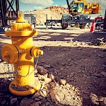 We have water!  Mine Optimization continues on; shown here a new bright yellow fire hydrant is proof of another completed installation at the Moss Mine.